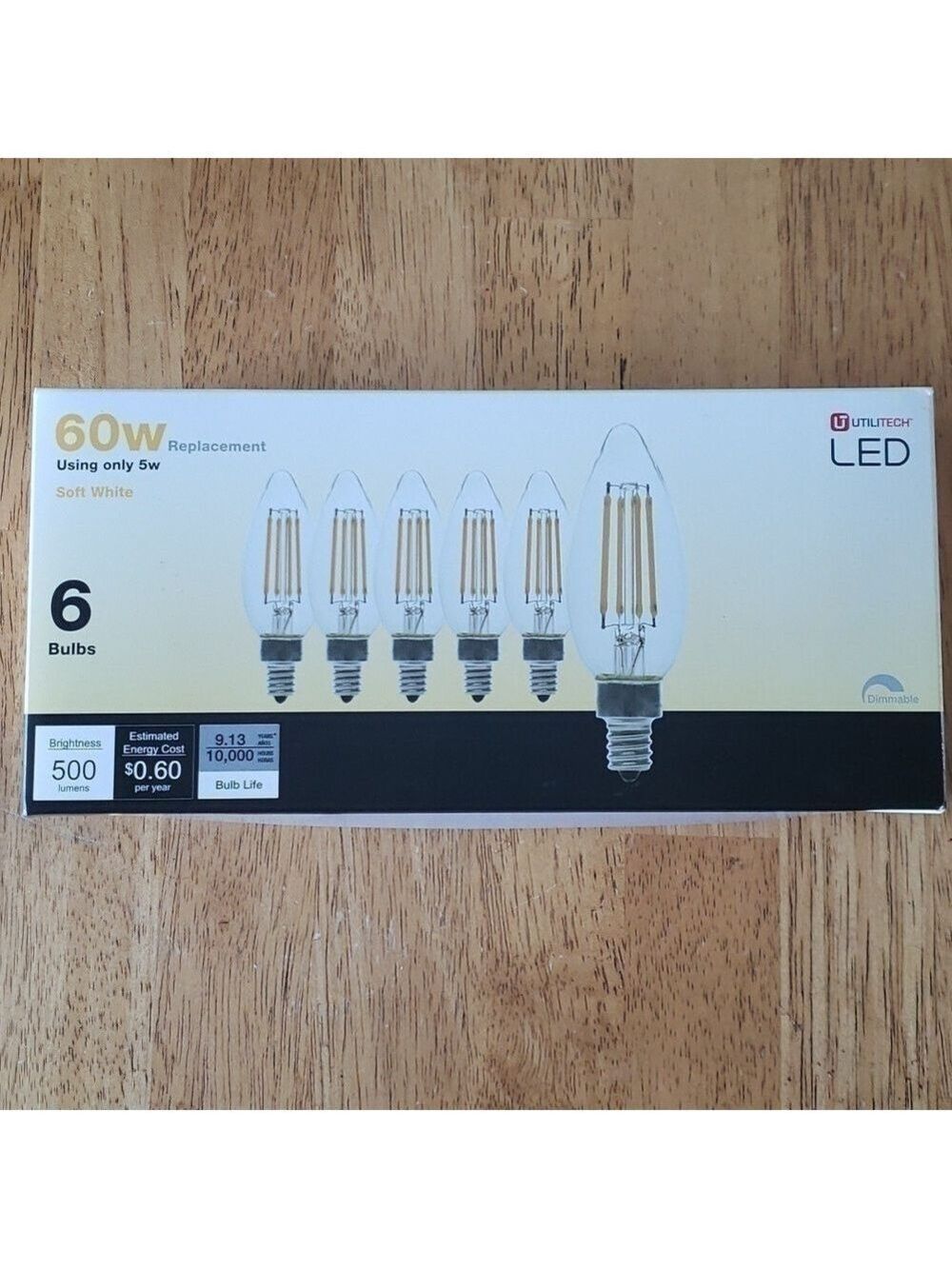 LED Lightbulbs Set of 6 Replacement Bulbs Candelabra Light Bulbs 60 watt